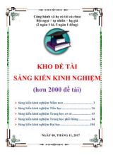 Kho Đề tài Sáng kiến kinh nghiệm (Hơn 2000 Đề tài)